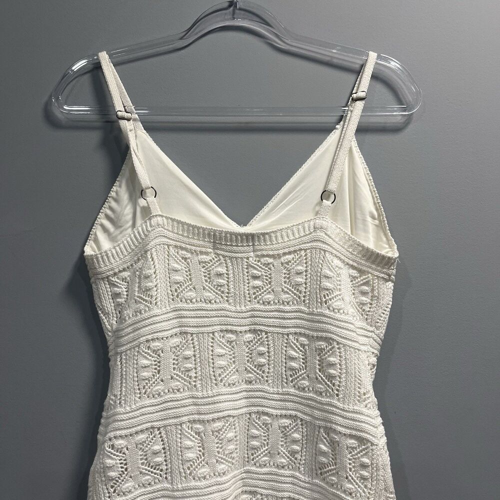 Olive & Oak Ivory Crochet Lined Bodycon Dress Size Large Boho Festival - Picture 4 of 7
